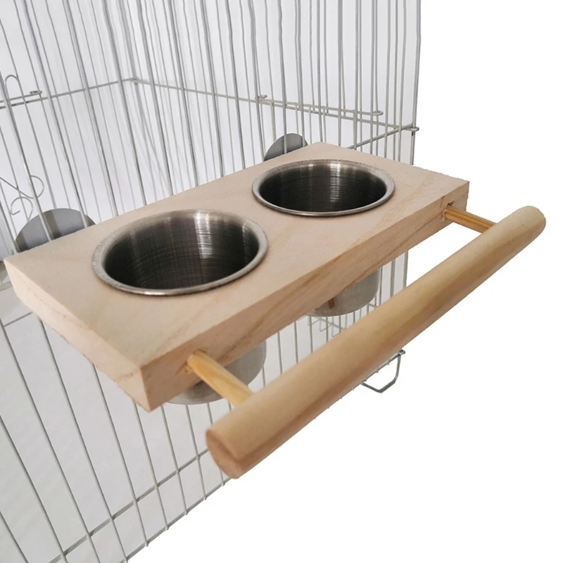 Support d'alimentation en bois pour perche d'oiseau | Animorah